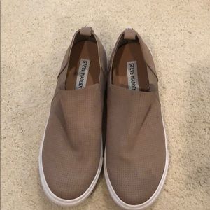 Steve Madden Taupe Perforated Slip Ons